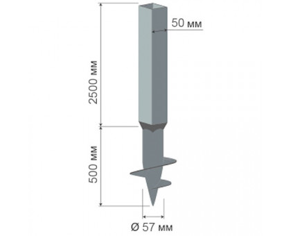 Свая комбинированная Ø57*3,5 мм / 50*50*2 мм / 3000 мм