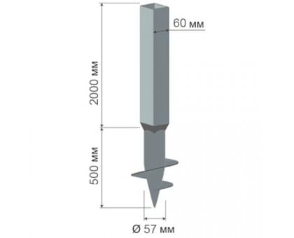 Свая комбинированная Ø57*3,5 мм / 60*60*2 мм / 2500 мм