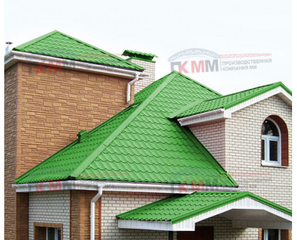 Металлочерепица Супермонтеррей-0,5 RAL6018 Norman