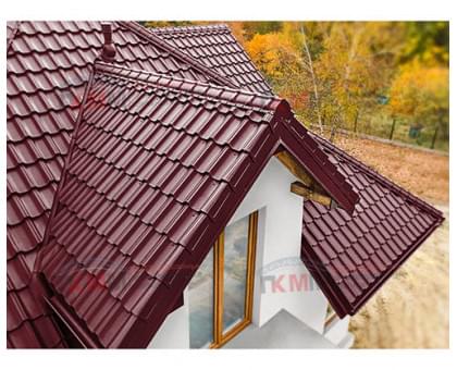 Металлочерепица квинта плюс c 3D резом 0,5 RAL3005 Atlas