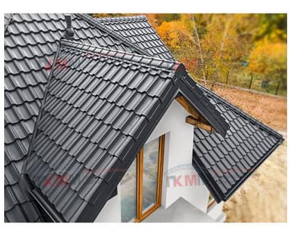 Металлочерепица квинта плюс c 3D резом 0,5 RAL7024 Quarzit lite