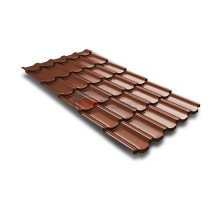 Металлочерепица квинта плюс c 3D резом 0,45 RAL8004 Drap