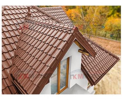 Металлочерепица квинта плюс c 3D резом 0,5 RAL8004 Atlas