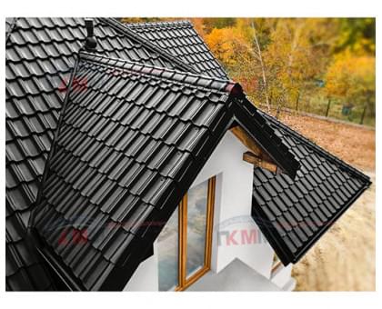 Металлочерепица квинта плюс c 3D резом 0,5 RAL9005 Velur20