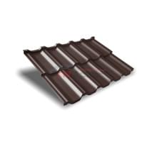 Металлочерепица модульная квинта Uno c 3D резом-0,5 RAL8017 Quarzit