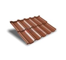 Металлочерепица модульная квинта Uno c 3D резом-0,5 RAL8004 Satin Мatt