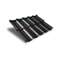 Металлочерепица модульная квинта Uno c 3D резом-0,45 RAL9005 Drap