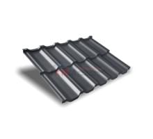 Металлочерепица модульная квинта Uno c 3D резом-0,5 RAL7024 PurLite Мatt