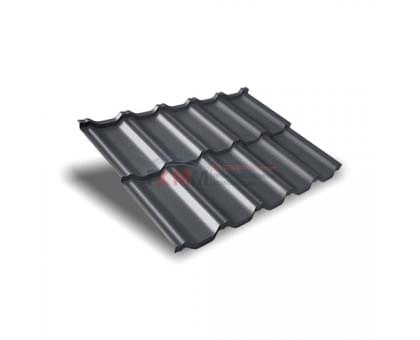 Металлочерепица модульная квинта Uno c 3D резом-0,5 RAL7024 Quarzit PRO Matt