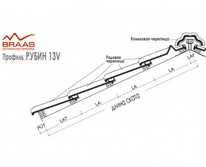 Коньковая черепица Braas Рубин 13V красная осень