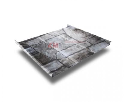 Фальц двойной стоячий Line 0,45 Print Twincolor с пленкой на замках Fine Stone Фальц двойной стоячий Line 0,45 Print Twincolor с пленкой на замках Fine Stone