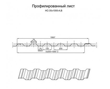 Арочный профнастил для укрытии конвейеров НС35ПГ-1060, 0,7, оцинкованный