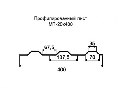 Профнастил МП20-0,4м с нестандартной шириной, толщина 0,35 окрашенный Профнастил МП20-0,4м с нестандартной шириной, толщина 0,35 окрашенный