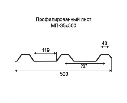 Профнастил МП35-0,5м с нестандартной шириной, толщина 0,4 оцинкованный Профнастил МП35-0,5м с нестандартной шириной, толщина 0,4 оцинкованный