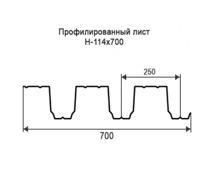 Профнастил Н114-0,7м с нестандартной шириной, толщина 0,6 окрашенный Профнастил Н114-0,7м с нестандартной шириной, толщина 0,6 окрашенный