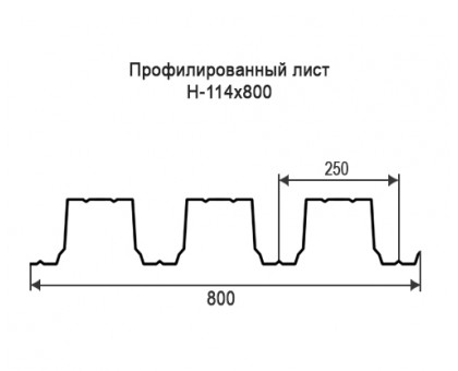 Профнастил Н114-0,8м с нестандартной шириной, толщина 0,4 оцинкованный Профнастил Н114-0,8м с нестандартной шириной, толщина 0,4 оцинкованный