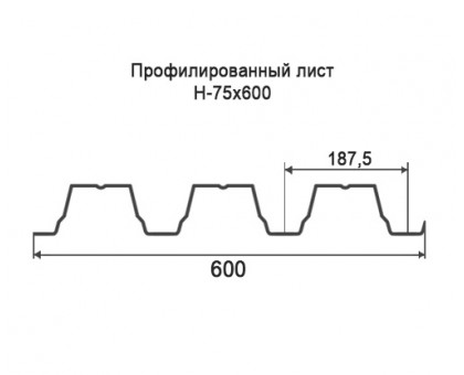 Профнастил Н75-0,6м с нестандартной шириной, толщина 0,4 оцинкованный Профнастил Н75-0,6м с нестандартной шириной, толщина 0,4 оцинкованный