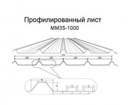 Профлист ММ35-1000-0.45 Полиэстер RAL3003 Профлист ММ35-1000-0.45 Полиэстер RAL3003