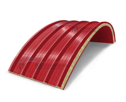 Арочные сэндвич-панели из минеральной ваты-0.5/0.5, ширина 1200 мм, толщина 120 мм, RAL3020 Арочные сэндвич-панели из минеральной ваты-0.5/0.5, ширина 1200 мм, толщина 120 мм, RAL3020