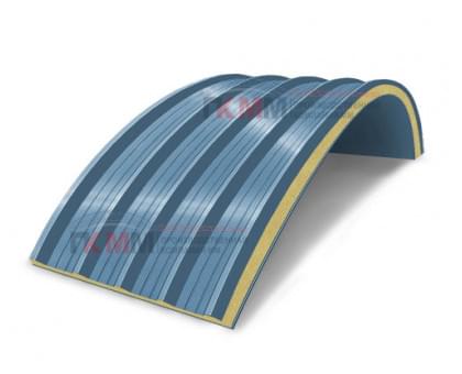 Арочные сэндвич-панели из пенополиизоцианурата-0.5/0.5, ширина 1200 мм, толщина 180 мм, RAL5024