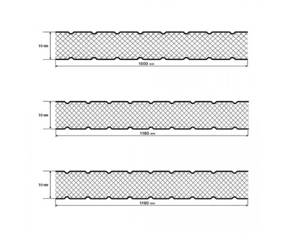 Сэндвич-панели без замков из минеральной ваты-0.5/0.5, ширина 1000 мм, толщина 10 мм, RAL2004