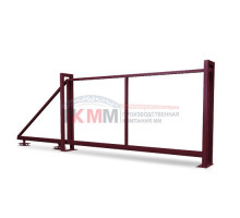Ворота откатные Жалюзи к кирпичному столбу 2,0х4,5 RAL 3005